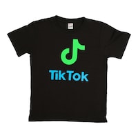 Picture of Tiktok Printed Neon Crew Neck T-shirt with Short Sleeves, Green and Blue