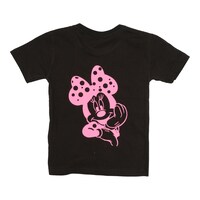 Picture of Micky Mouse Printed Neon Crew Neck T-shirt with Short Sleeves, Pink and Black