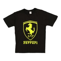 Picture of Ferrari Printed Neon Crew Neck T-shirt with Short Sleeves, Light Green and Black