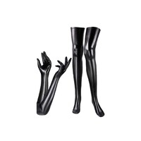 Picture of Kesyoo Women's Long Leather Charming Stockings and Tube Gloves Set, Black
