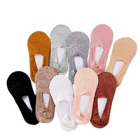 Picture of AOAO Women's Lace No Show Non Slip Cotton Liner Socks, Pack of 10 pairs