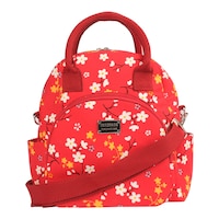 Picture of Handmade Flower Printed Ladies Backpack, Red