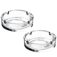 Picture of Destalya Classic Round Glass Ashtrays, Clear - Set Of 2 Pcs