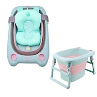 Picture of Uuhome Portable Toddler Non Slip Bathing Tub With Air Pump, Pink and Blue