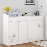 Picture of Shoe Bench Space Saving Storage Cabinet With Drawers, B108 - White