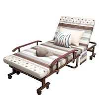 Picture of Metal Three Colour Stripes Print Folding Bed