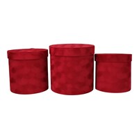 Picture of Wishes Velvet Cylindrical Gift Box with Cover, Red, Set of 3