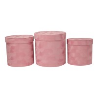 Picture of Wishes Velvet Cylindrical Gift Box with Cover, Pink, Set of 3