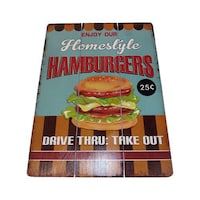 Picture of Wall Hanging Hamburgers Wooden Sign Board, Multicolour