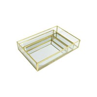 Picture of East Lady Metal Glass Serving Trays, 30x20x5cm, Gold and Clear - Pack of 3pcs