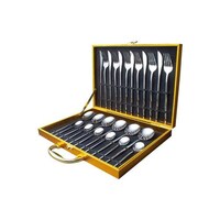 Picture of East Lady Cutlery Set with Box Holder, Silver - Set of 24pcs