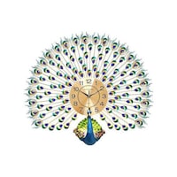Picture of East Lady Peacock Design Wall Clock, 70x65cm - Multicolour