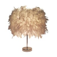 Picture of Xiuwoo Decorative Feather Lampshade Table Lamp, 28x38cm - White and Silver