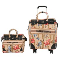Picture of Barrley Prince Paris Flower Print Fabric Trolley Bag - Multicolour