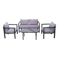 Picture of Mosada 4 Seater Metal Frame Fabric Sofa Set With Table - Dark Gray