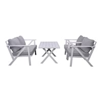 Picture of Mosada 4 Seater Metal Frame Fabric Sofa Set With Table - White & Gray