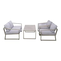 Picture of Mosada 4 Seater Metal Frame Fabric Sofa Set With Table - Gray
