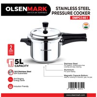 Picture of Olsenmark Stainless Steel IB Pressure Cooker, 5L, OMPC2461