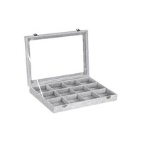 Picture of East Lady Velvet Jewelry Organizer Case with Multiple Slots, Grey