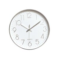 Picture of Ergonomic Design Round Wall Clock, Silver & White
