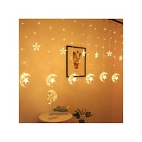 Picture of Star and Moon LED Curtain Light, Yellow & White