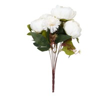 Picture of NAT Artificial Peony and Carnation Flower Bunch, White