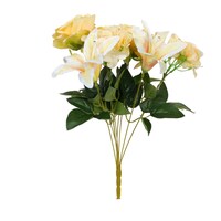 Picture of NAT Artificial Rose and Lily Flower Bunch, Cream