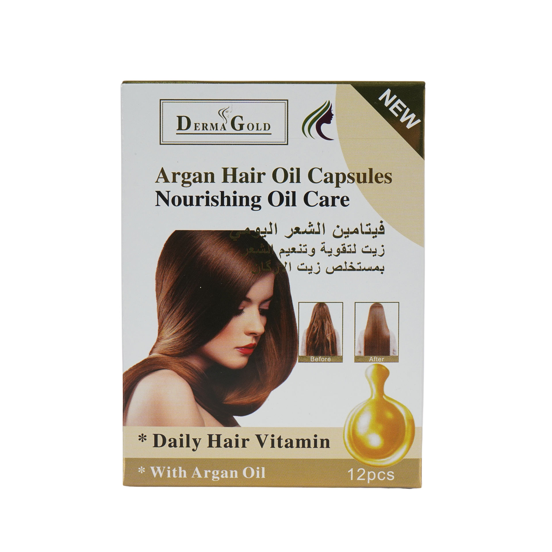 Shop Dream Gold Derma Gold Argan Hair Oil Capsules Gold Pack of 12 | Dragon  Mart UAE