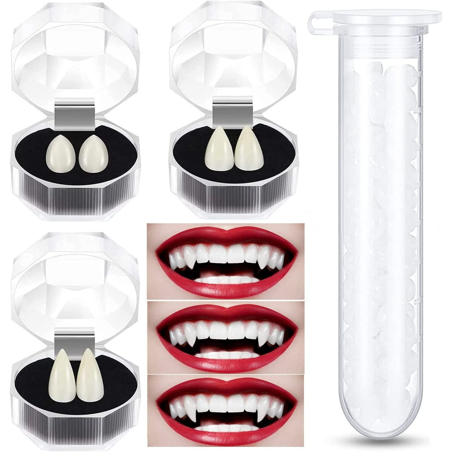 Shop GENERIC Qa 3 Sizes Vampire Fangs Dentures with 1 Tube Teeth ...