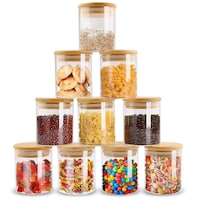 Tzerotone tzerotone glass jars set,upgrade spice jars with wood airtight  lids and labels, 6oz 12 piece small food storage containers fo
