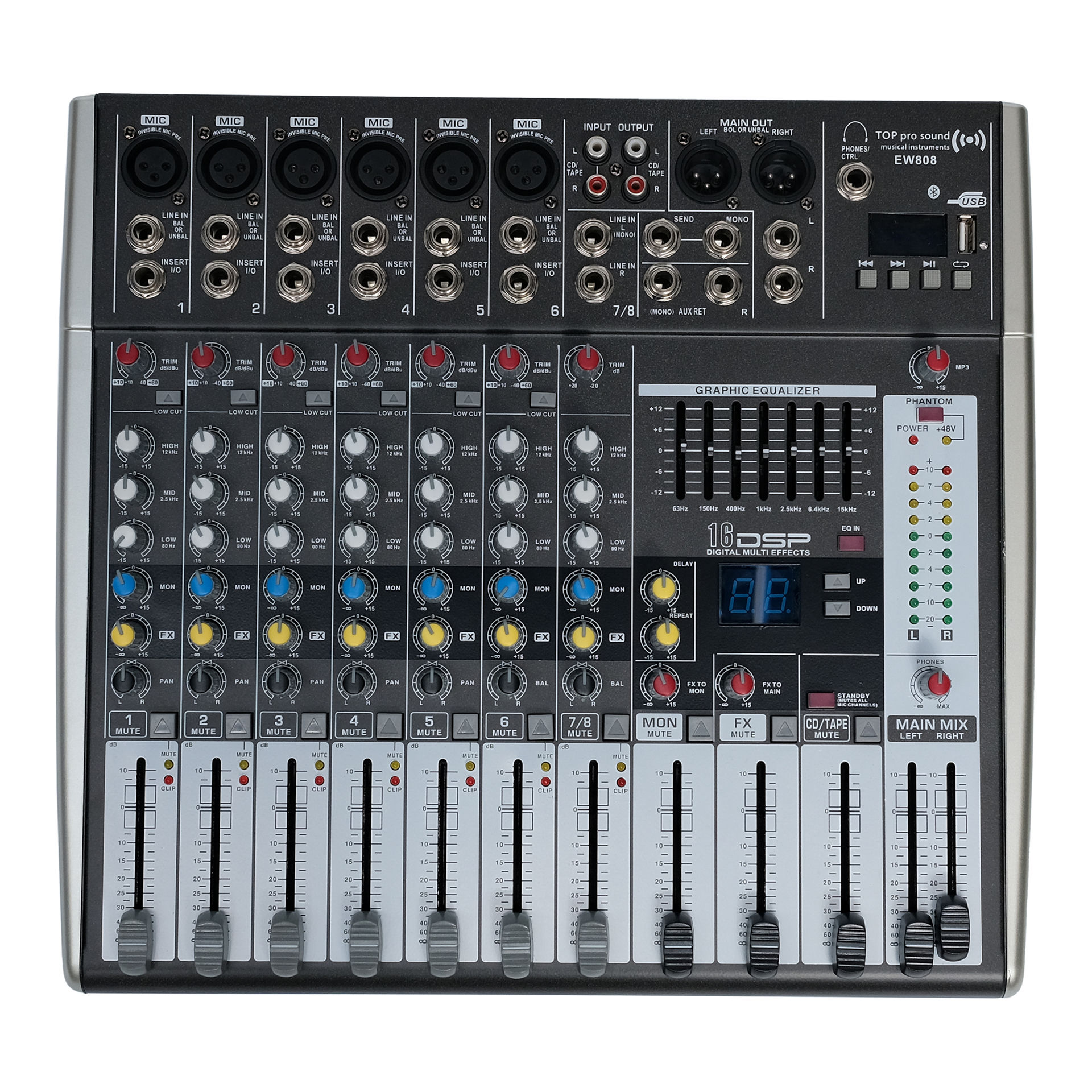 Shop TOP PRO Top Pro DSP Echo Professional Mixer with 8 Channel, EW808 ...