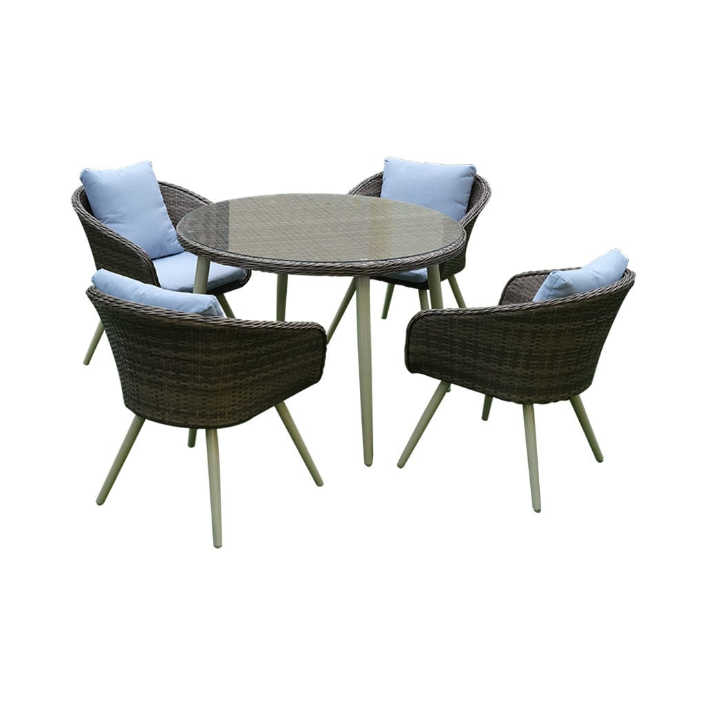 Shop Swin Outdoor Garden Rattan 4 Dining Set, Brown & White - HO474-SF