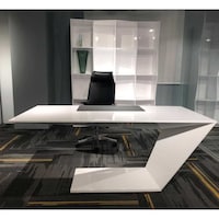 Picture of Huimei Glossy Executive Office Table, Glossy White, 160 x 80 x 75cm